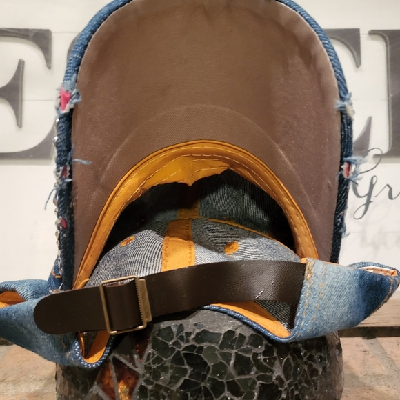 'BOSS' Sparkle Bling ✨️ Distressed Denim Hat - Picture 5 of 8